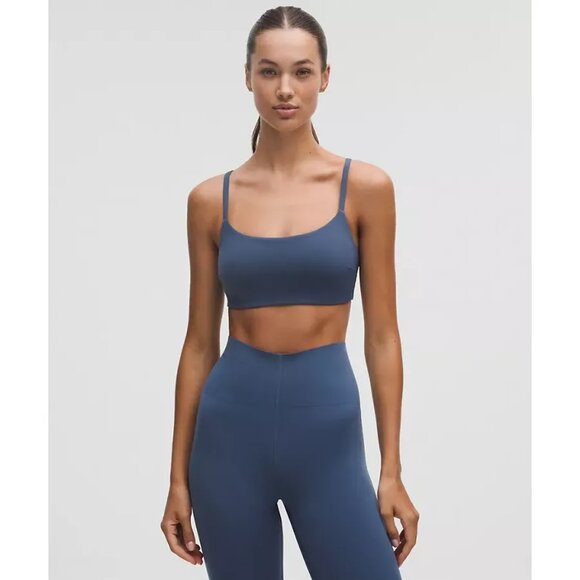 Lululemon Wunder Train Strappy Racer Bra C/D Cup Blue Twill Size 10 Supportive - Picture 1 of 2